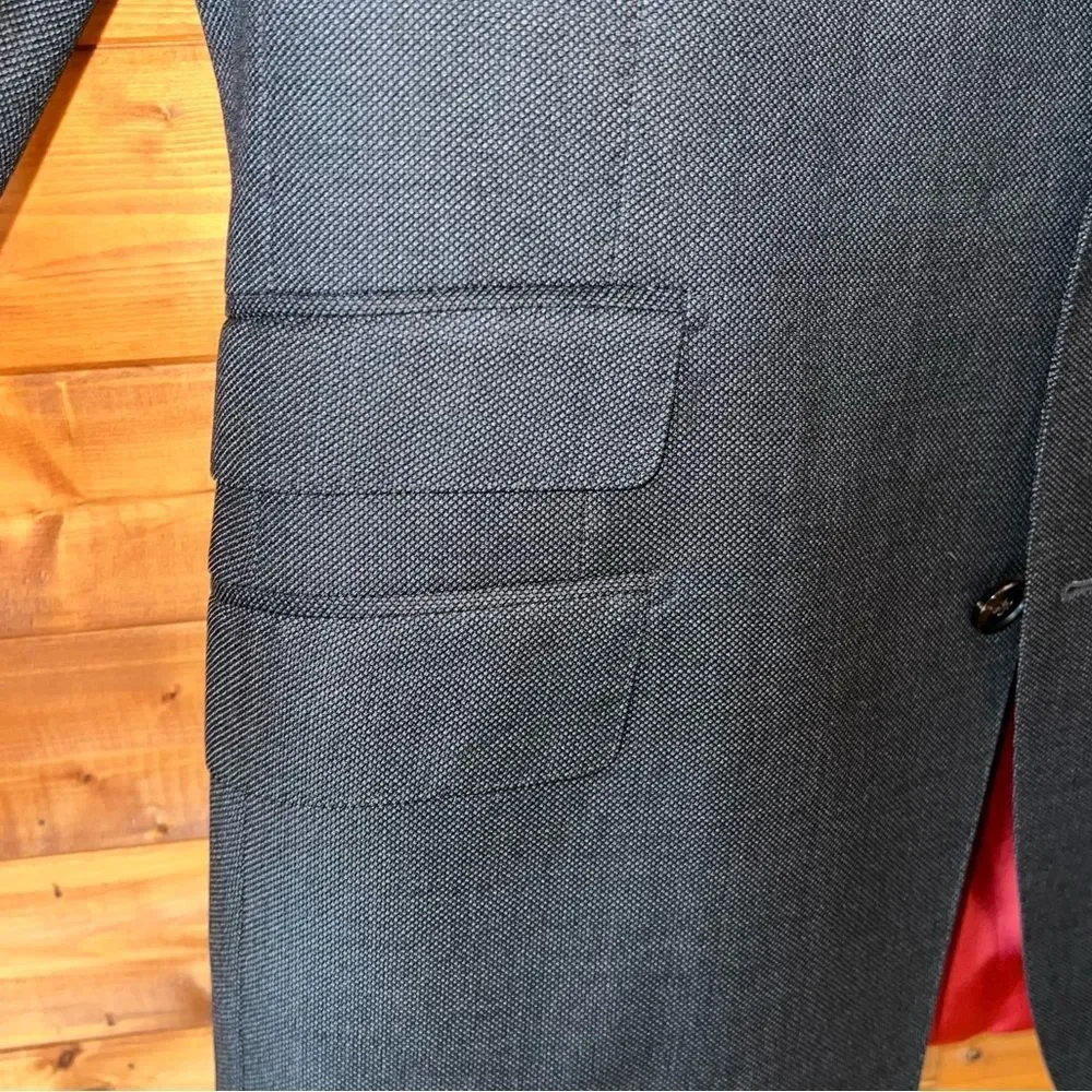SuitSupply Sienna 42L dark charcoal gray birds-eye Super 130s VBC wool